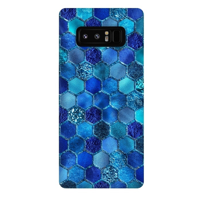 Galaxy Note 8 StrongFit Blue HOneycomb Glitter Pattern by  Utart