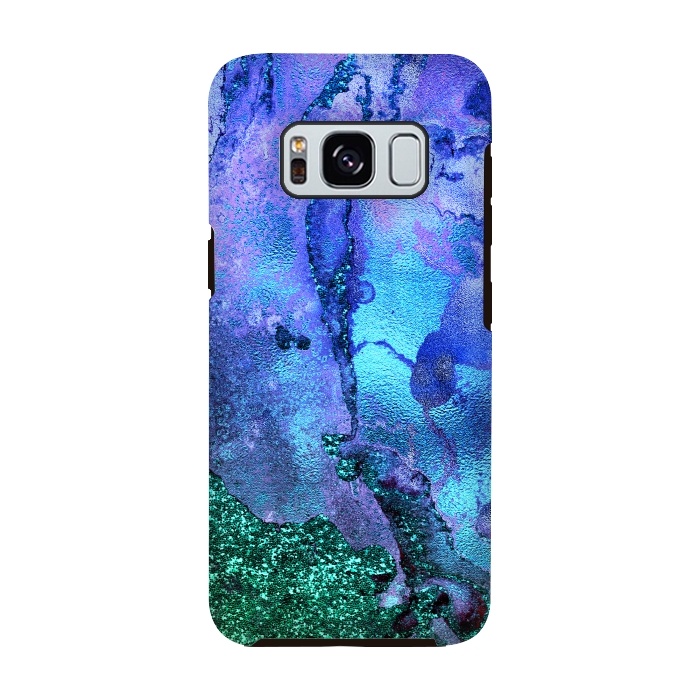 Galaxy S8 StrongFit Blue and Green Glitter Ink Marble by  Utart
