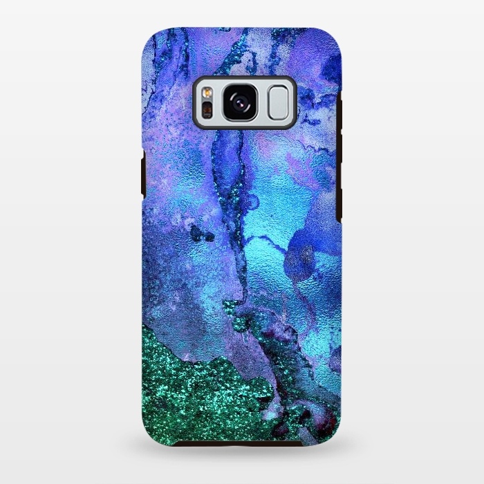 Galaxy S8 plus StrongFit Blue and Green Glitter Ink Marble by  Utart