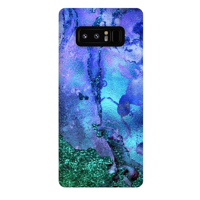 Galaxy Note 8 StrongFit Blue and Green Glitter Ink Marble by  Utart