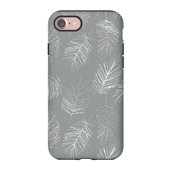iPhone 7 StrongFit Silver Palm Leaves by Andrea Haase