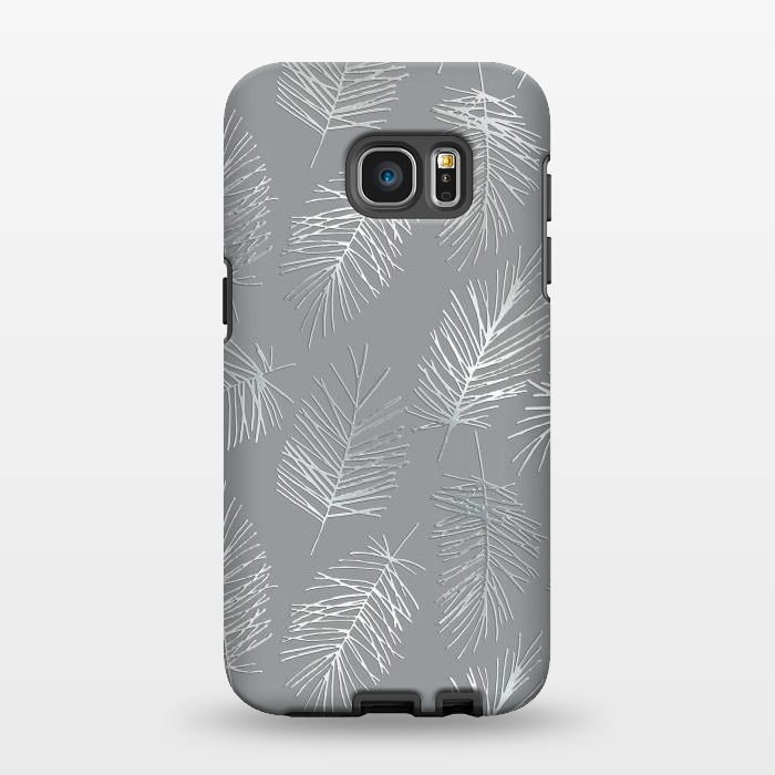 Galaxy S7 EDGE StrongFit Silver Palm Leaves by Andrea Haase