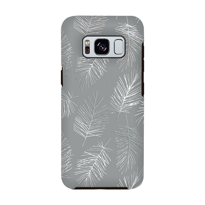Galaxy S8 StrongFit Silver Palm Leaves by Andrea Haase