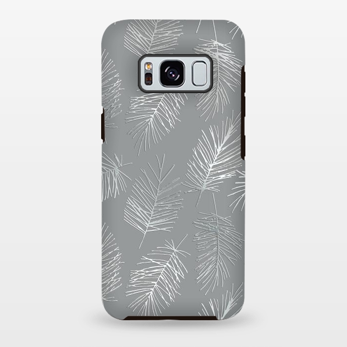 Galaxy S8 plus StrongFit Silver Palm Leaves by Andrea Haase