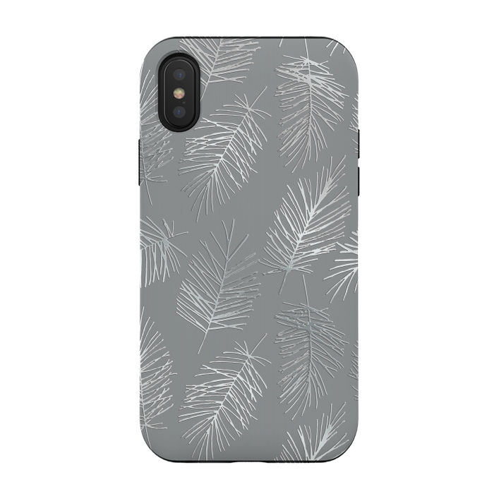 iPhone Xs / X StrongFit Silver Palm Leaves by Andrea Haase