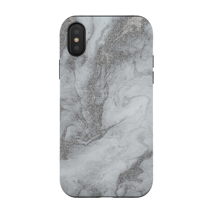 iPhone Xs / X StrongFit Grey Silver Marble 2 by Andrea Haase