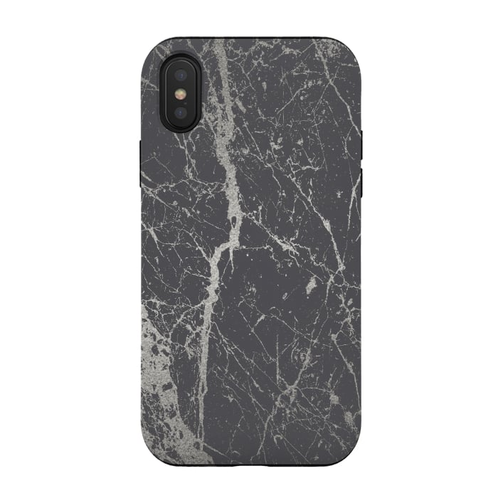 iPhone Xs / X StrongFit Elegant Silver Marble 2 by Andrea Haase