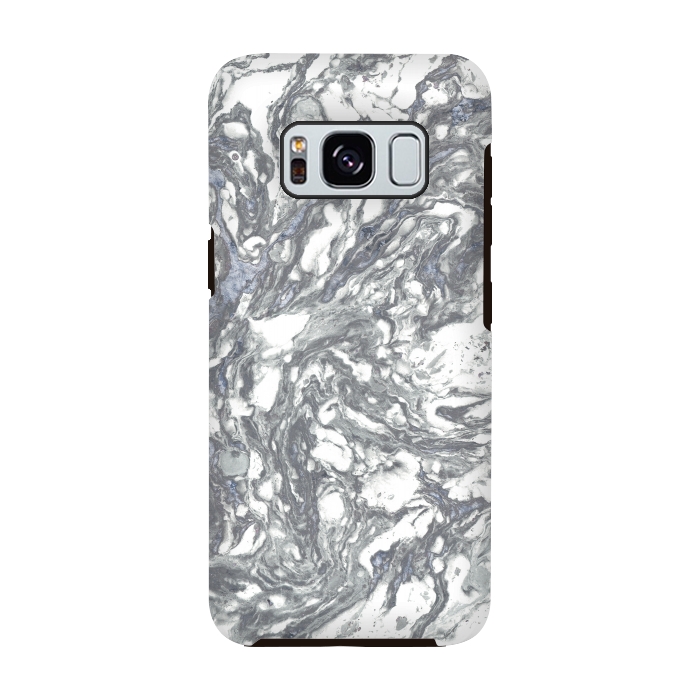 Galaxy S8 StrongFit Grey Blue Marble by Andrea Haase