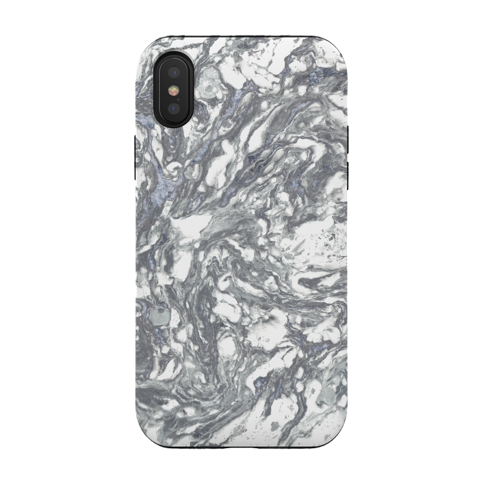 iPhone Xs / X StrongFit Grey Blue Marble by Andrea Haase