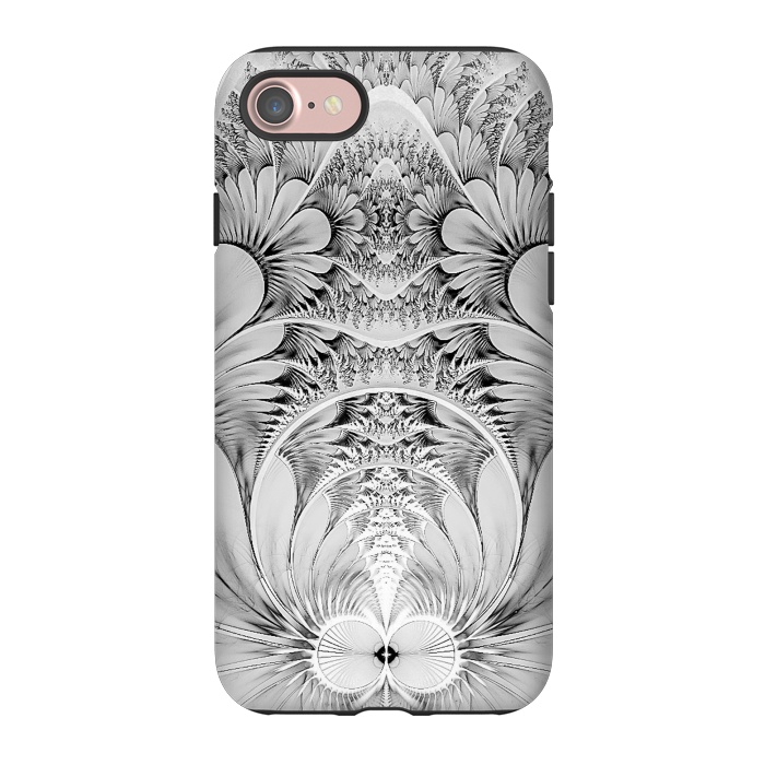 iPhone 7 StrongFit Grey White Florish Fractal by Andrea Haase