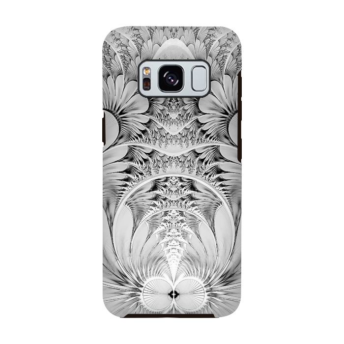 Galaxy S8 StrongFit Grey White Florish Fractal by Andrea Haase