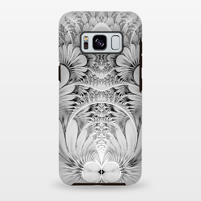 Galaxy S8 plus StrongFit Grey White Florish Fractal by Andrea Haase
