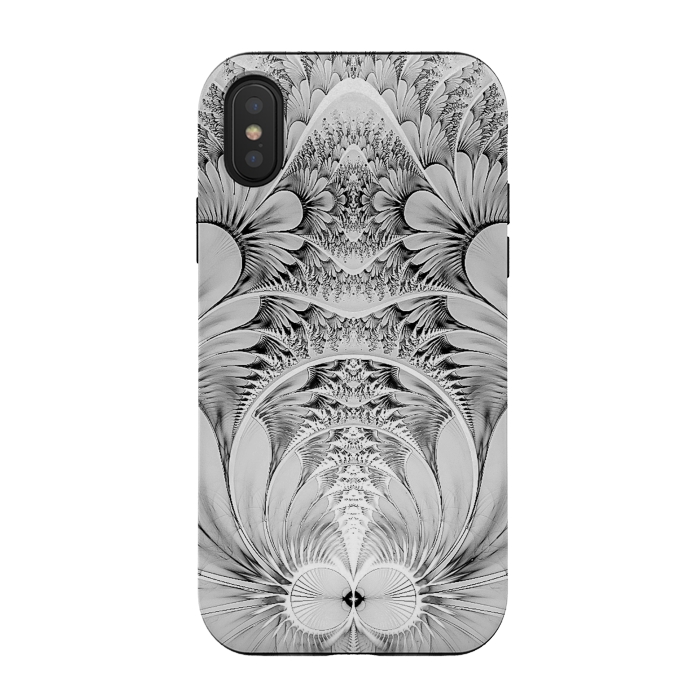 iPhone Xs / X StrongFit Grey White Florish Fractal by Andrea Haase
