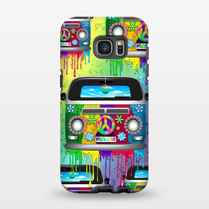 Galaxy S7 EDGE StrongFit Hippie Van Dripping Rainbow Paint by BluedarkArt