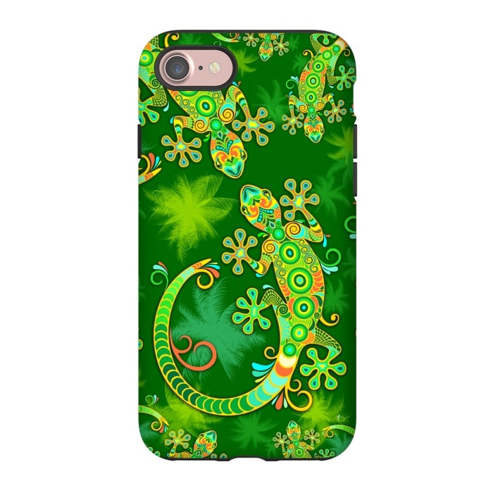iPhone 7 StrongFit Gecko Lizard Colorful Tattoo Style by BluedarkArt