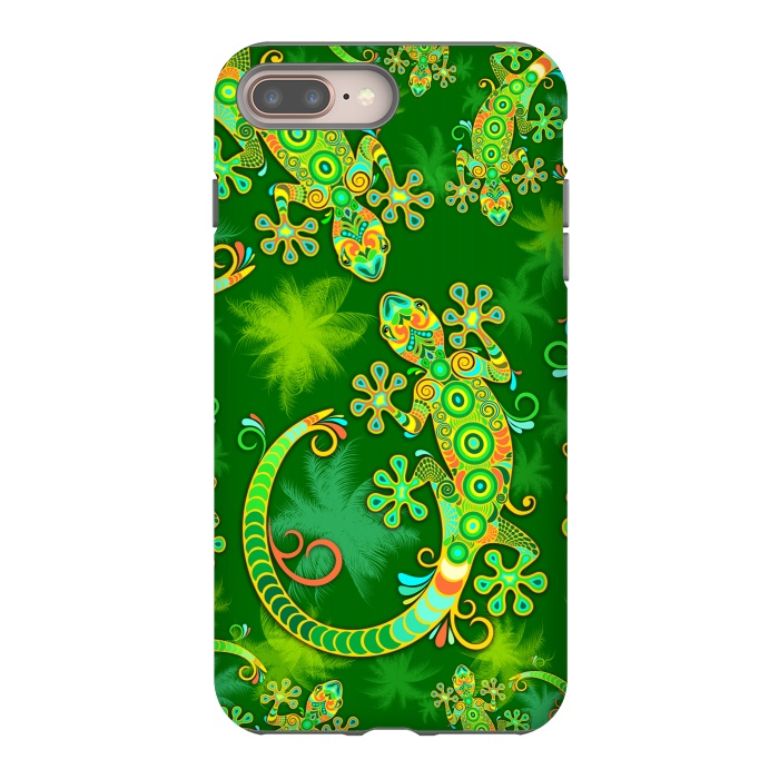 iPhone 7 plus StrongFit Gecko Lizard Colorful Tattoo Style by BluedarkArt