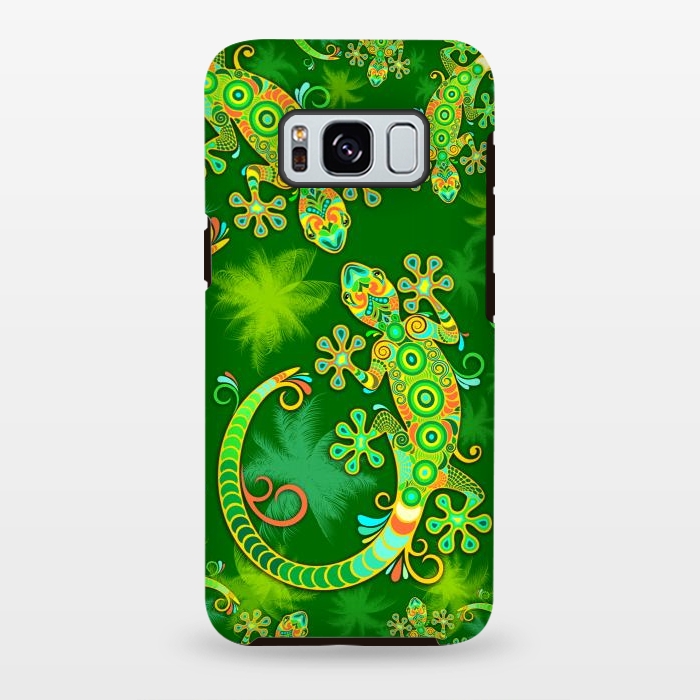 Galaxy S8 plus StrongFit Gecko Lizard Colorful Tattoo Style by BluedarkArt