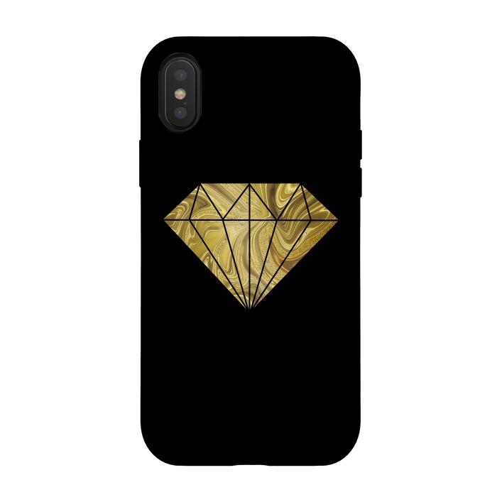 iPhone Xs / X StrongFit Golden Diamond  Faux Glitter On Black by Andrea Haase