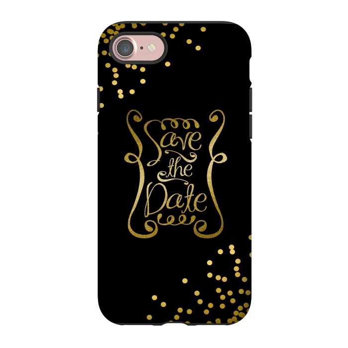 iPhone 7 StrongFit Save The Date Golden Calligraphy by Andrea Haase