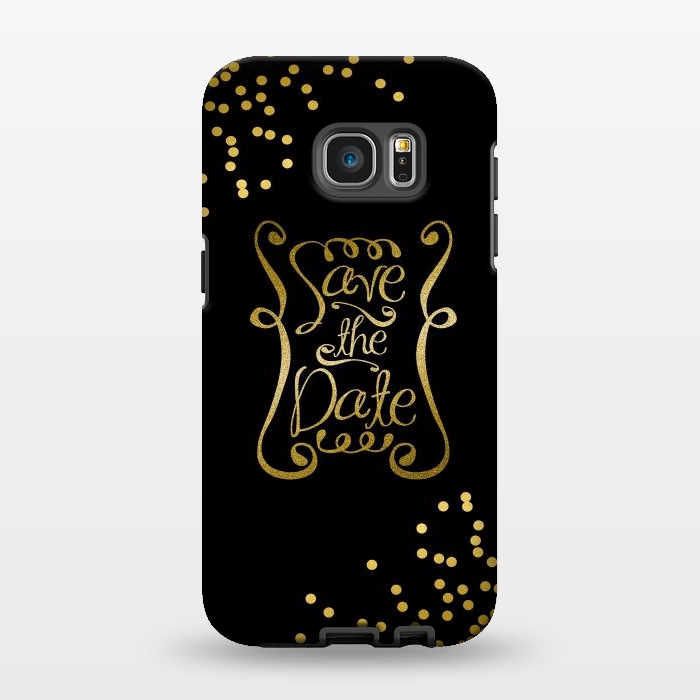 Galaxy S7 EDGE StrongFit Save The Date Golden Calligraphy by Andrea Haase