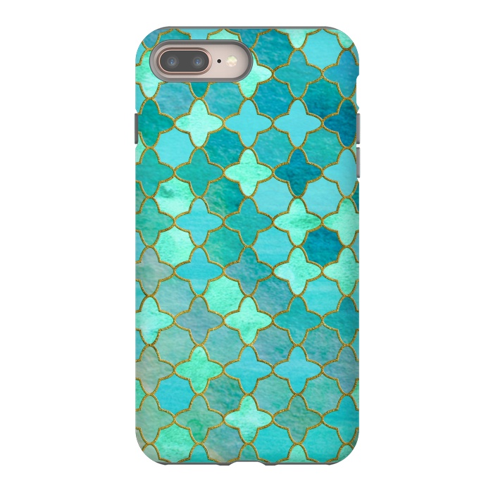 iPhone 7 plus StrongFit Aqua Moroccan Shapes Pattern  by  Utart