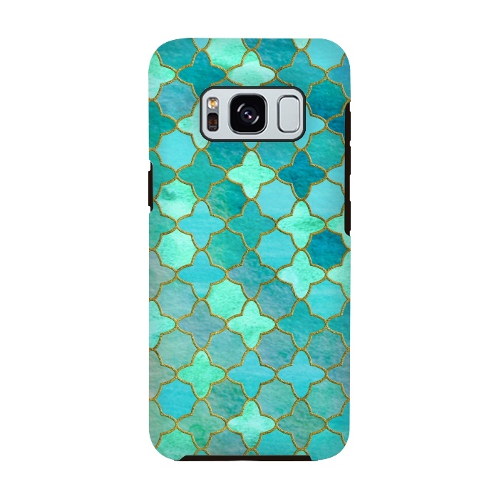 Galaxy S8 StrongFit Aqua Moroccan Shapes Pattern  by  Utart