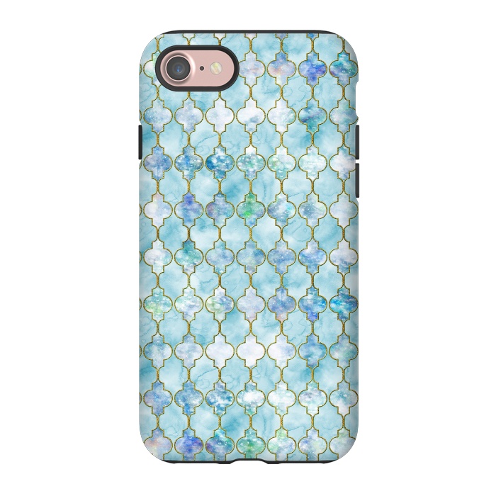 iPhone 7 StrongFit Blue Moroccan Shapes Pattern  by  Utart