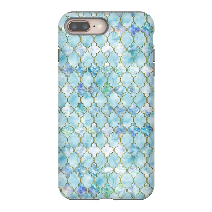 iPhone 7 plus StrongFit Blue Moroccan Shapes Pattern  by  Utart