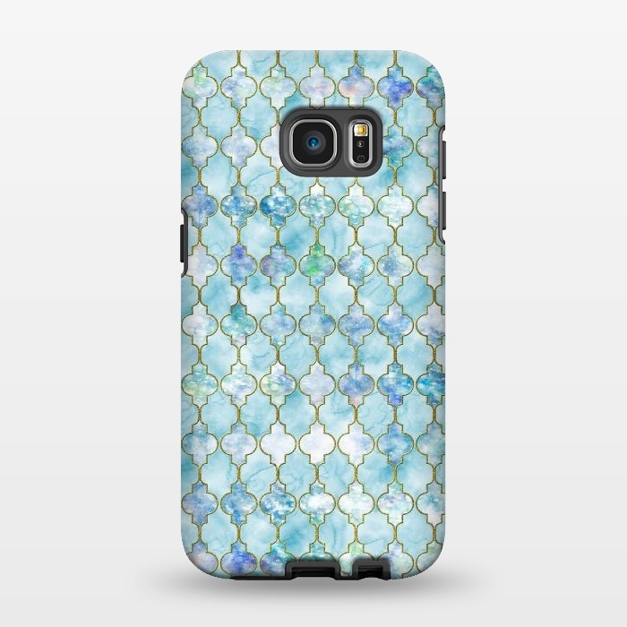 Galaxy S7 EDGE StrongFit Blue Moroccan Shapes Pattern  by  Utart