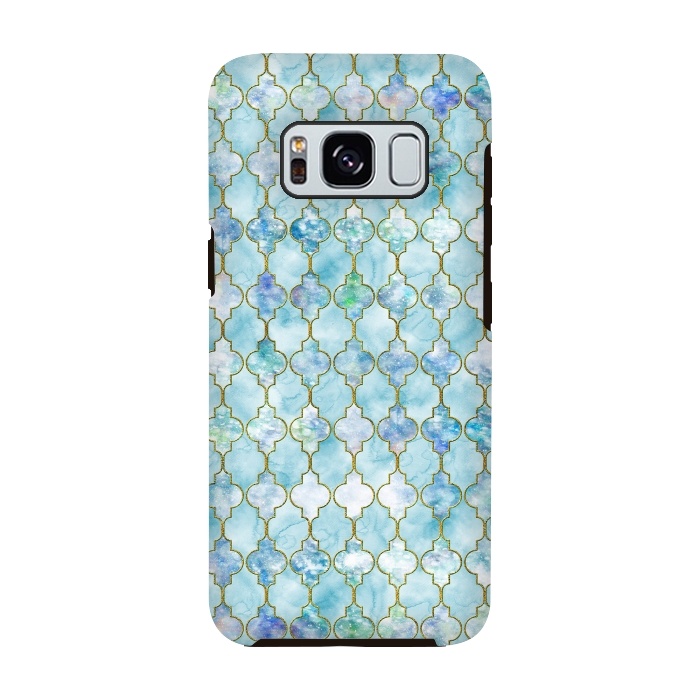 Galaxy S8 StrongFit Blue Moroccan Shapes Pattern  by  Utart