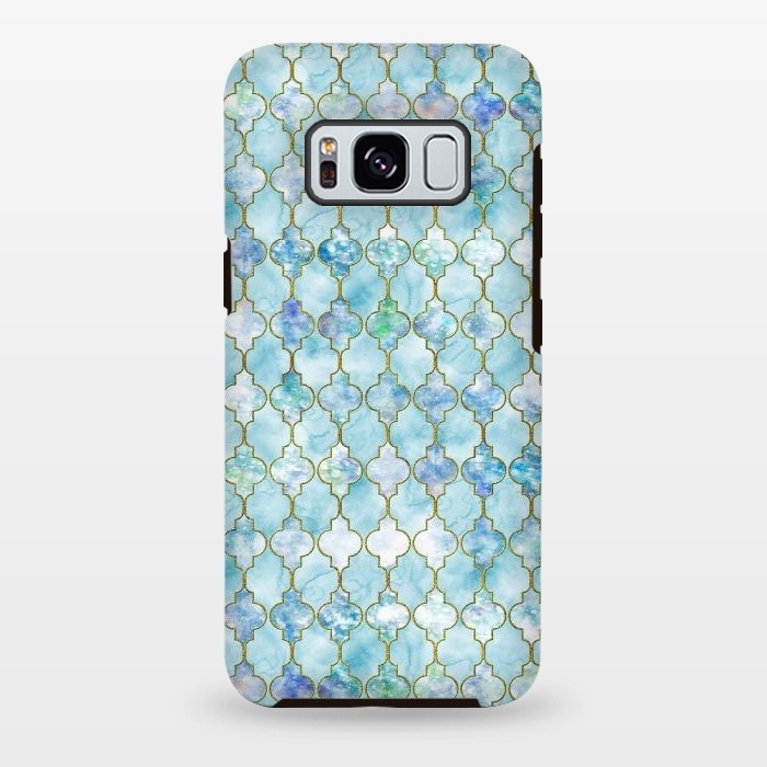 Galaxy S8 plus StrongFit Blue Moroccan Shapes Pattern  by  Utart