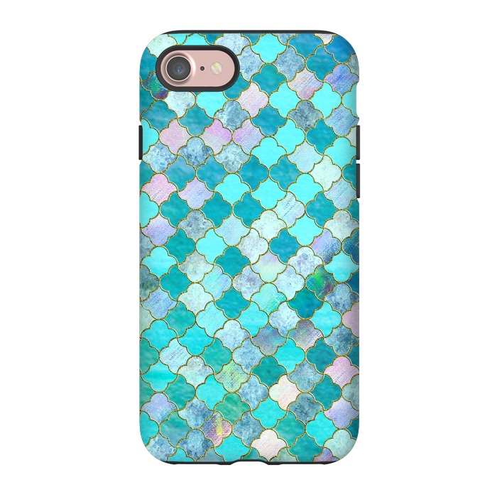 iPhone 7 StrongFit Multicolor Teal Moroccan Shapes Pattern  by  Utart