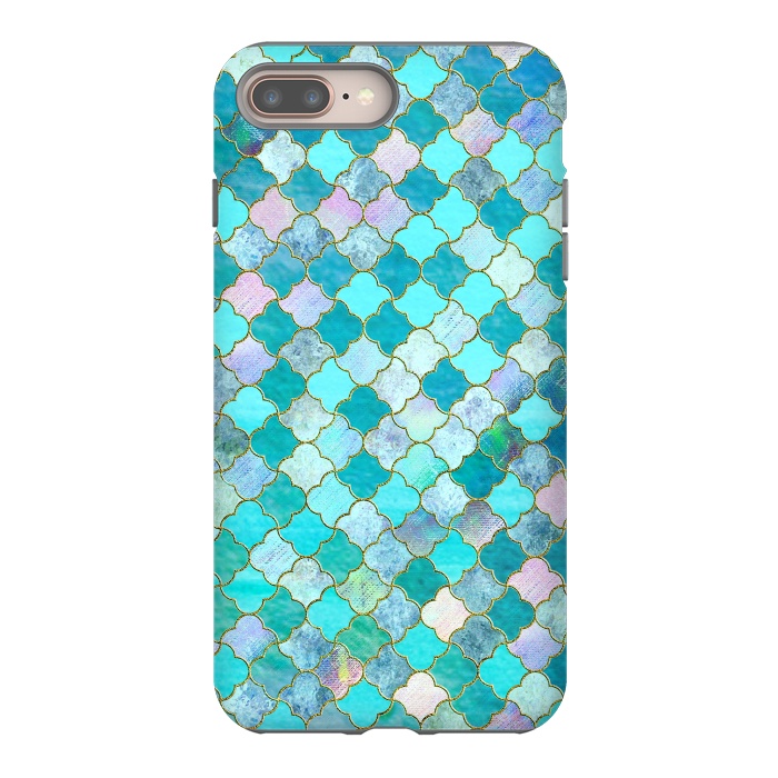 iPhone 7 plus StrongFit Multicolor Teal Moroccan Shapes Pattern  by  Utart