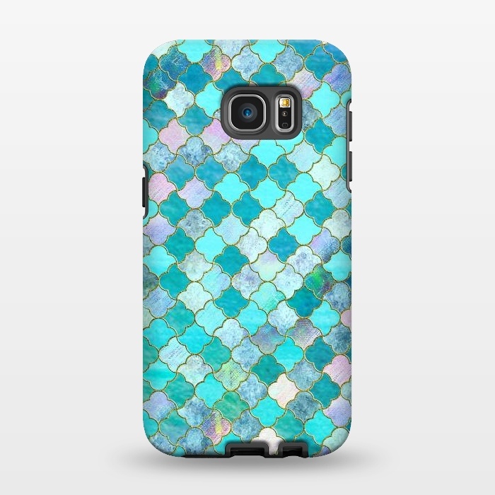 Galaxy S7 EDGE StrongFit Multicolor Teal Moroccan Shapes Pattern  by  Utart