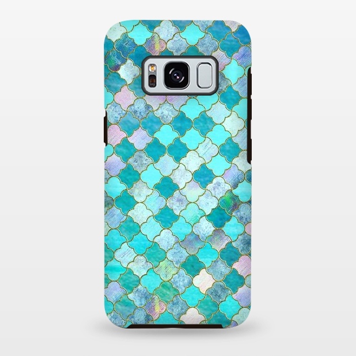 Galaxy S8 plus StrongFit Multicolor Teal Moroccan Shapes Pattern  by  Utart