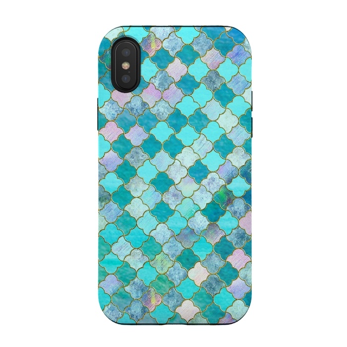 iPhone Xs / X StrongFit Multicolor Teal Moroccan Shapes Pattern  by  Utart