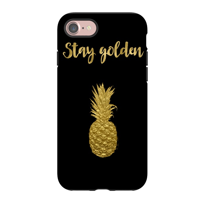 iPhone 7 StrongFit Stay Golden Precious Tropical Pineapple by Andrea Haase