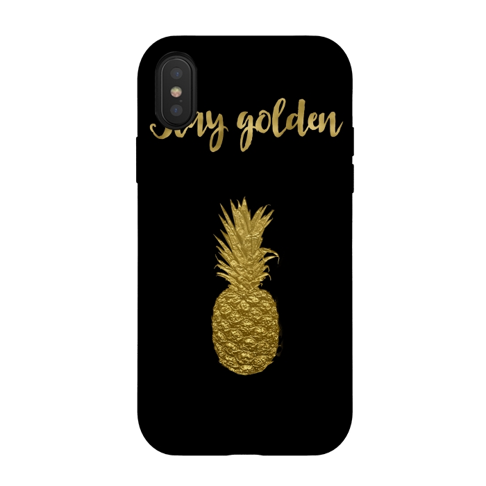 iPhone Xs / X StrongFit Stay Golden Precious Tropical Pineapple by Andrea Haase
