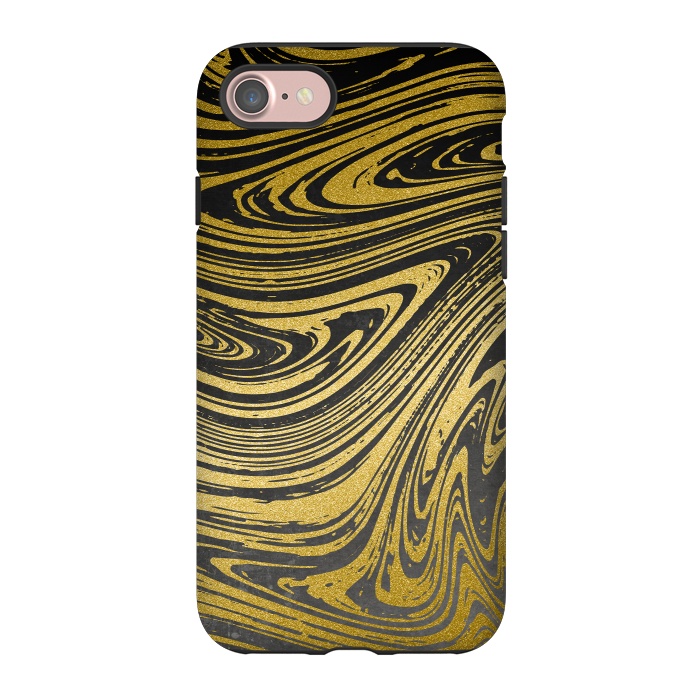 iPhone 7 StrongFit Black Gold Marble 2 by Andrea Haase