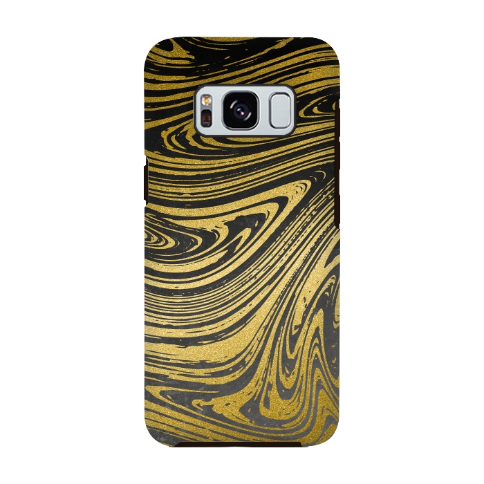 Galaxy S8 StrongFit Black Gold Marble 2 by Andrea Haase