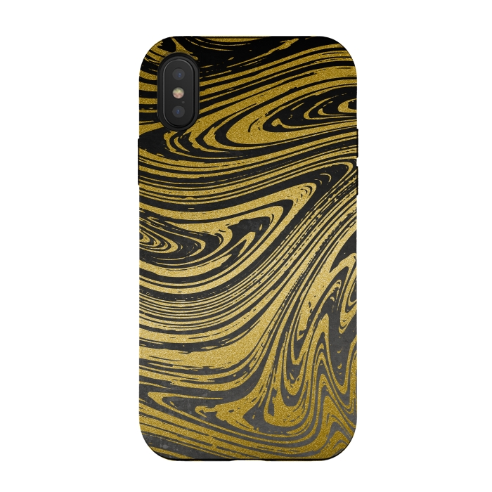 iPhone Xs / X StrongFit Black Gold Marble 2 by Andrea Haase
