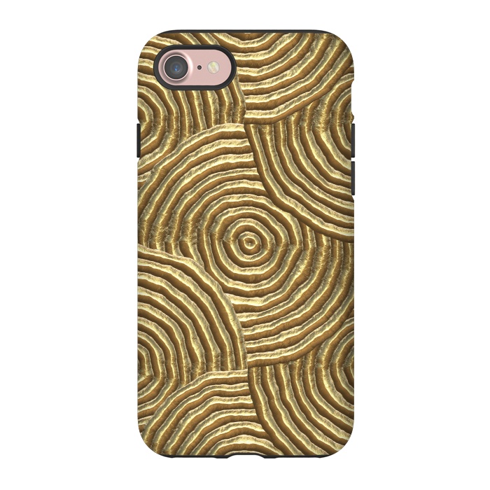 iPhone 7 StrongFit Gold Metal Embossed Circles by Andrea Haase