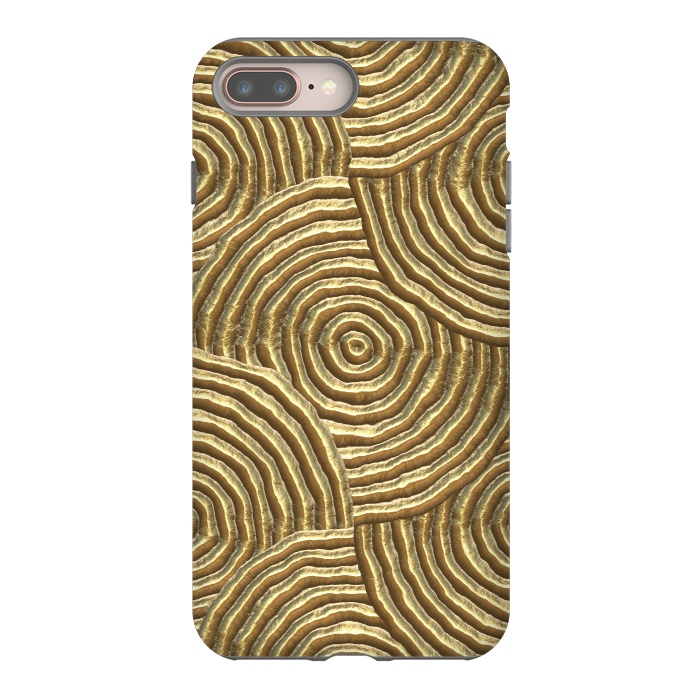 iPhone 7 plus StrongFit Gold Metal Embossed Circles by Andrea Haase
