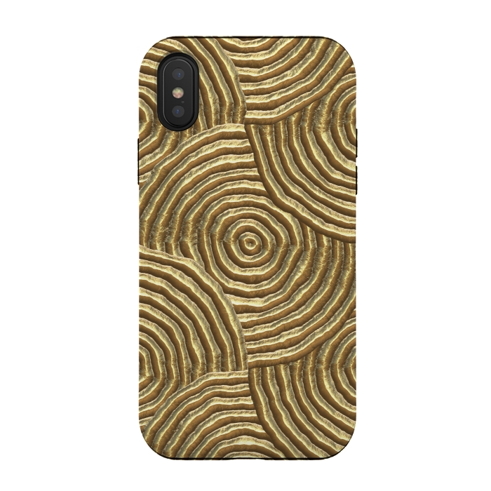 iPhone Xs / X StrongFit Gold Metal Embossed Circles by Andrea Haase