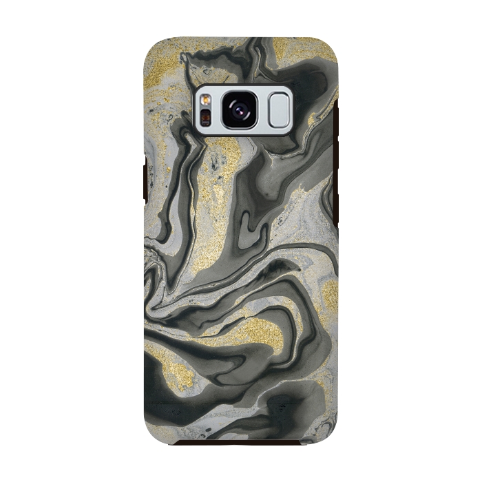 Galaxy S8 StrongFit Gold Black Gray Marble by Andrea Haase