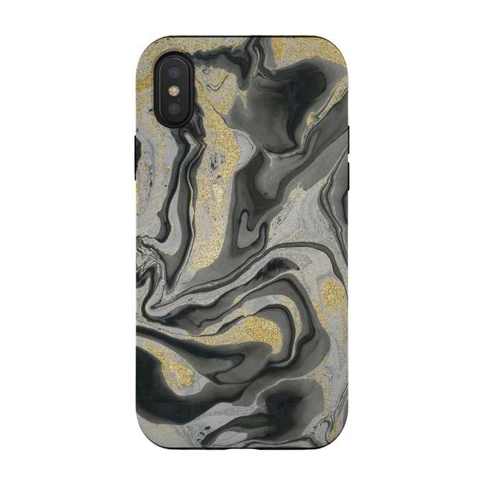 iPhone Xs / X StrongFit Gold Black Gray Marble by Andrea Haase