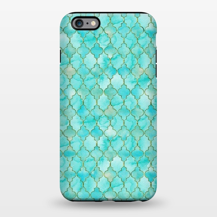 iPhone 6/6s plus StrongFit Multicolor Teal Blue Moroccan Shapes Pattern  by  Utart