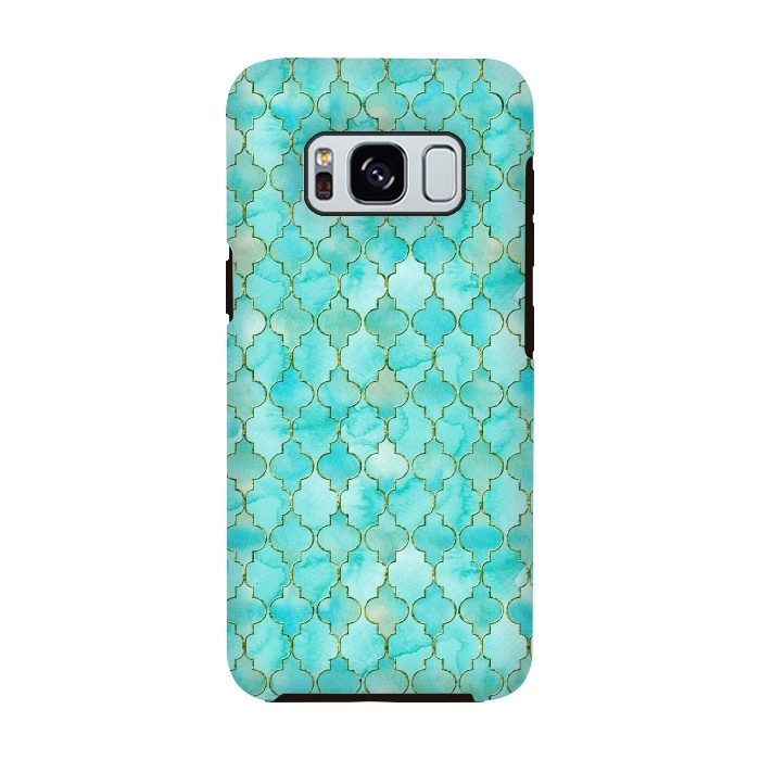 Galaxy S8 StrongFit Multicolor Teal Blue Moroccan Shapes Pattern  by  Utart