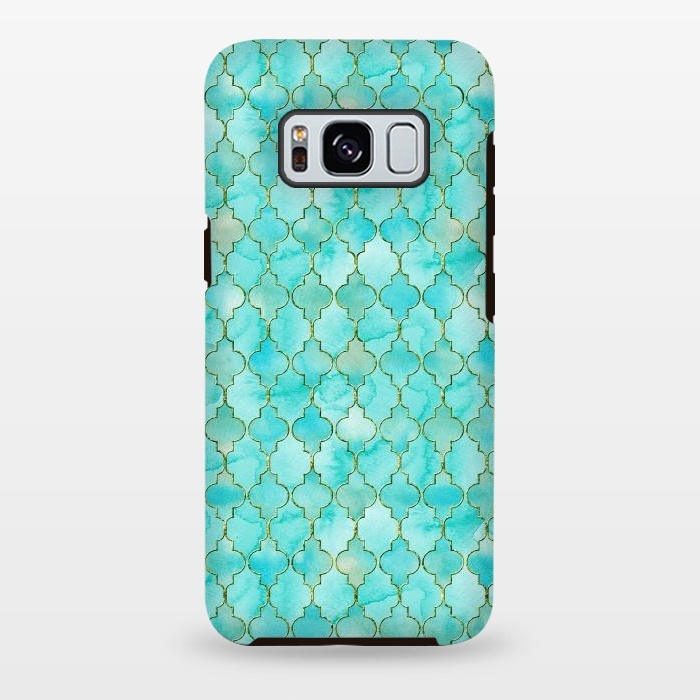 Galaxy S8 plus StrongFit Multicolor Teal Blue Moroccan Shapes Pattern  by  Utart