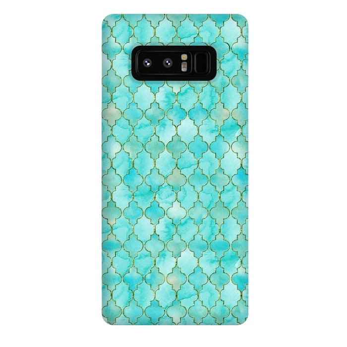 Galaxy Note 8 StrongFit Multicolor Teal Blue Moroccan Shapes Pattern  by  Utart